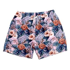 Frank’s Aloha Pink Floral Print Men's Swim Shorts, short fit, size S